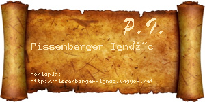 Pissenberger Ignác névjegykártya